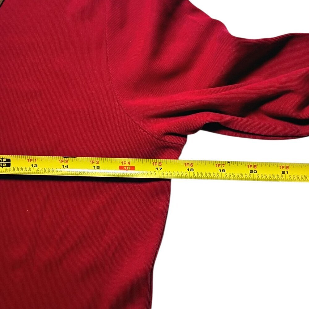 Lauren Ralph Lauren Women’s Red Pullover Sweater M Faux Suede Trim Cozy Classic - Picture 6 of 11